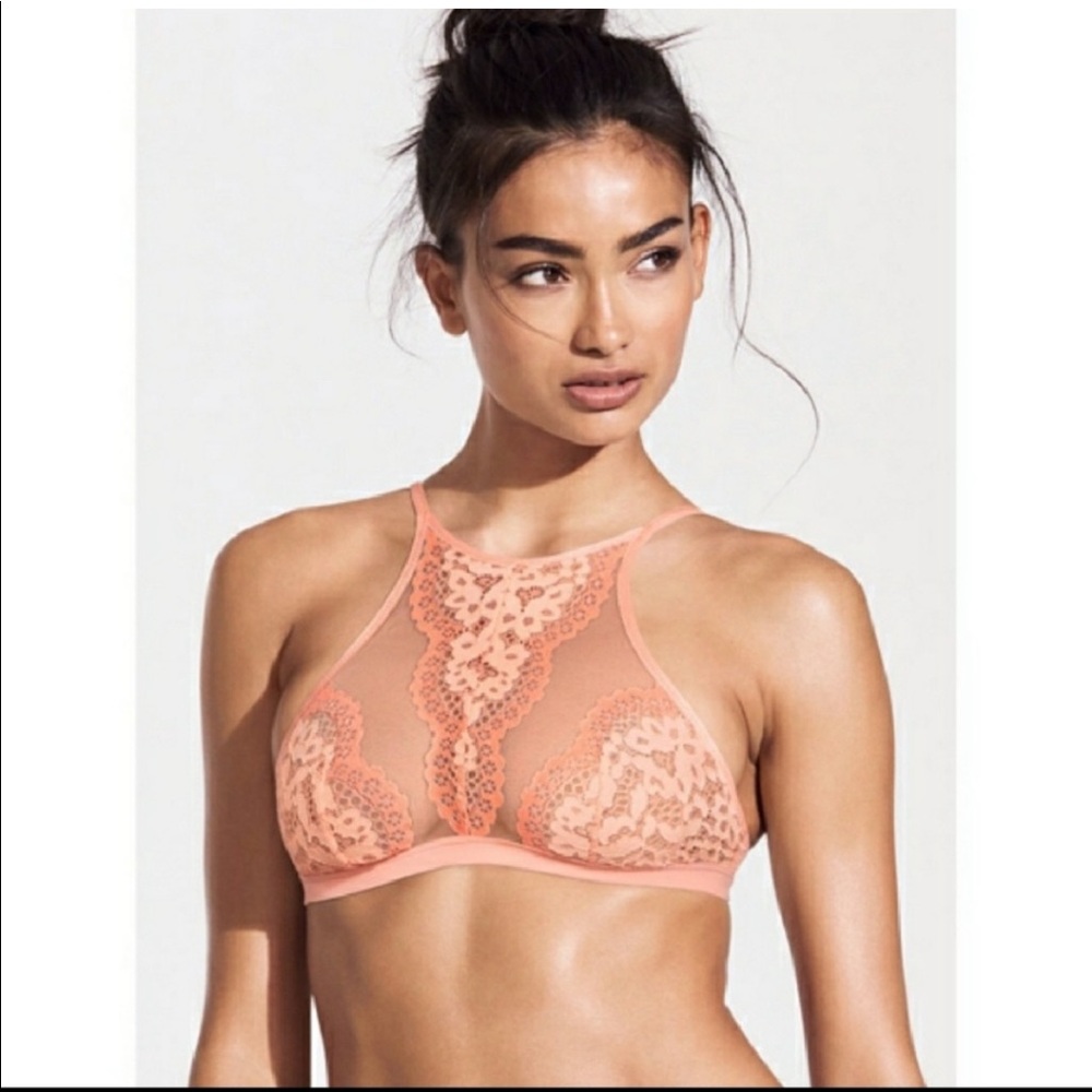 Victorias Secret pink/peach sheer high neck bralette